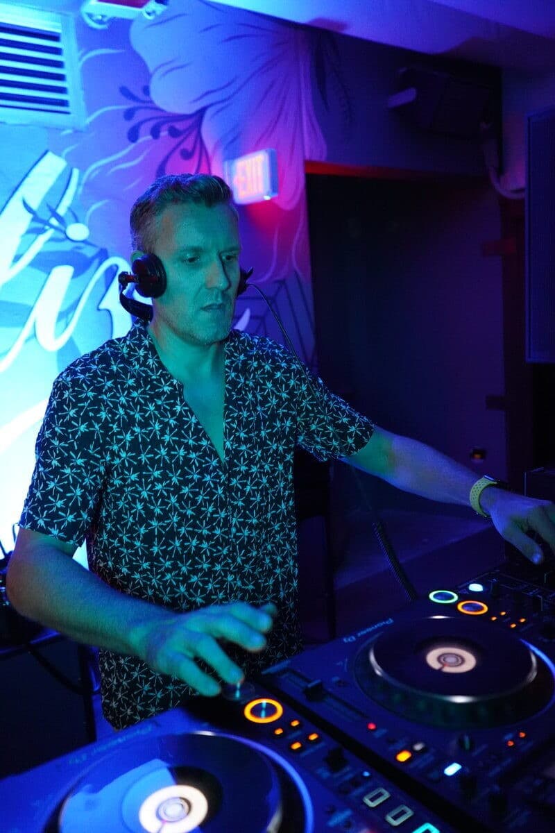 DJ spinning at the Essential party